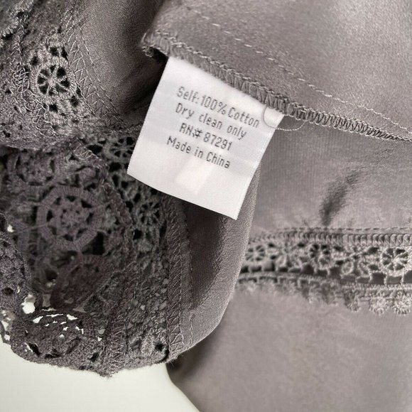 4 Love & Liberty by Johnny Was Gray Sheer Lace Eula Split Back Top - Picture 6 of 6